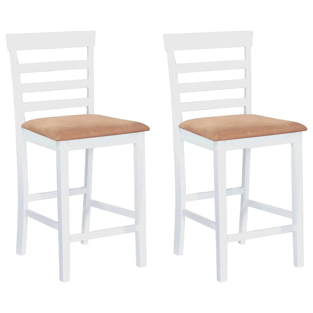 Vidaxl Barové stoličky 2 ks, biele, látka